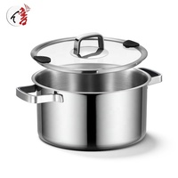 Casserole classique en acier inoxydable triple couche, antiadhésive, pour cuisinière à gaz, marmite à soupe robuste, compatible induction, durable