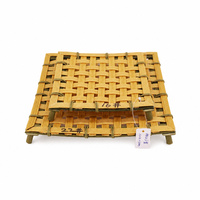 Panier carré en PP tissé à motif bambou, plateau de service de qualité alimentaire, facile à nettoyer, durable, imperméable, pour la table de restaurant, utilisation pour les condiments