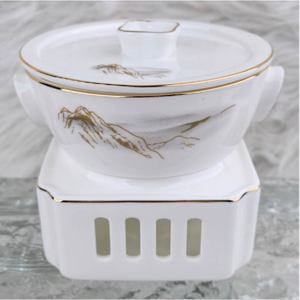 Service de vaisselle en porcelaine fine, motif Cimes de Montagne Nuage, bordure dorée à la main, vaisselle de luxe pour hôtels, mariages, banquets et restaurants - Product Image 6