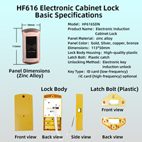 Cerradura Inteligente para Gabinete HF616SCN, Cerradura Electrónica para Gimnasio, Spa, Sauna, Escuela, con Tarjeta RFID, Fabricantes de Chips IC de 13.56M HZ, Venta al Por Mayor