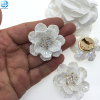 Penutup Kancing Bunga Resin Putih Buatan Tangan untuk Wanita, Dapat Dilepas, Tanpa Jahit, Klip Kancing Permata untuk Kemeja, Manset, Jas
