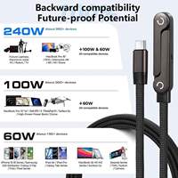 Câble de charge rapide USB-C vers USB-C tressé en nylon Advanced Xput 2-en-1 avec support de téléphone intégré pour MacBook Pro/Air/M4 Hub