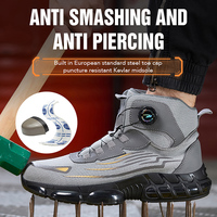 Chaussures de sécurité montantes personnalisées pour hommes, résistantes aux chocs, avec embout en acier, anti-perforation et boucle rotative – Vente en gros