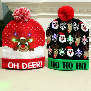 Promotion Electric Artware <strong>Holiday</strong> Decorative Winter Mix Designs Knitted Flashing LED Christmas <strong>Hat</strong> - Product Image 4