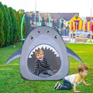 Tente de jeu pliable portable pour enfants, château de princesse ou requin, gris, adorable, pour l'intérieur, vente en gros - Product Image 3
