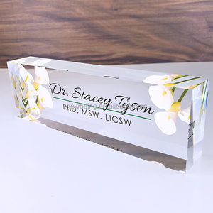 Bảng tên cá nhân cho bàn văn phòng, bảng tên cá nhân cho bàn thiết kế hoa trên kính <span class=keywords><strong>Acrylic</strong></span> rõ ràng - Product Image 1