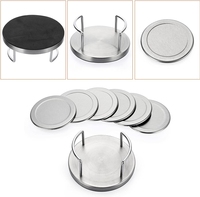 Sous-verres ronds en acier inoxydable avec support Fond en éponge Sous-verres en métal argenté Ensemble d'assiettes Tapis pour table de cuisine de restaurant