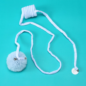 Rabbit fur ball <b>cat</b> toy with retractable elastic rope, a fun and relaxing hanging <b>cat</b> toy for pets. - Product Image 3