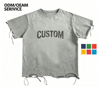 T-shirt surdimensionné personnalisé effet vieilli avec impression de logo sur mesure OEM ODM, style streetwear vintage