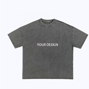 T-shirts personnalisés délavés à l'acide, effet usé, coupe oversize, 100% coton, pour hommes, coupe carrée, style vintage, t-shirts de luxe - Product Image 1
