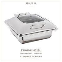 Couvercle en verre pour restaurant à fermeture lente avec amortisseur à induction, ensemble de réchauds de buffet de luxe