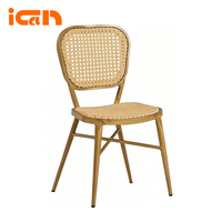 Chaise en rotin de bambou confortable et très vendue, style scandinave, pour intérieur et patio, en aluminium et rotin tressé, type bistrot