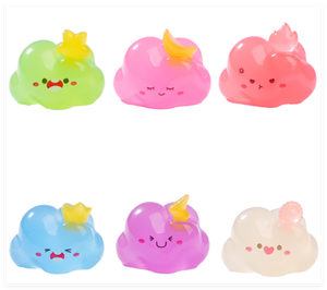 Petite sculpture artisanale en résine 3D en forme de nuage lumineux, mignonne, de dessin animé, souriante, qui fait la prière, qui pleure, heureuse, pluie, bricolage, jouets de bain pour bébés et enfants - Product Image 6