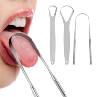 Gran oferta de raspadores de limpieza de lengua de acero inoxidable para reducir el mal aliento limpiador de raspador de lengua de alta calidad