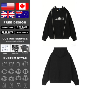 Sweat à capuche KingSen OEM pour homme, hiver, broderie personnalisée, double fermeture éclair, molleton doux en coton français - Product Image 2