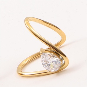 High Quality Women Charms Jewelry Stainless Steel Irregular <b>Cz</b> Zircon <b>Ring</b> - Product Image 2