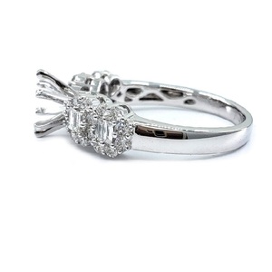 Magnifique bague de fiançailles et de mariage en or blanc massif 18 carats avec diamant véritable 1 carat taille baguette, semi-monture pour femme, vente en gros - Product Image 3