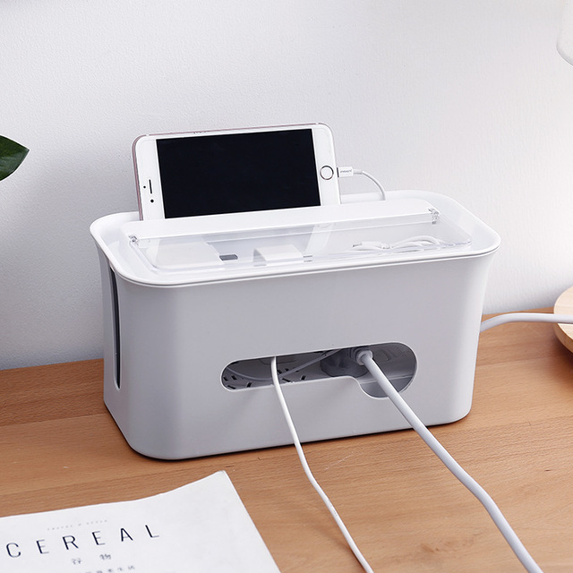 DS1047 Power Cord Cable Charger Socket Storage Box Power Line Storage Wire Management Organizer Box Plastic Cable Box Organizer