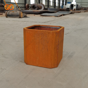 Vente en gros usine : Jardinière de sol carrée moyenne en acier Corten, finition rouille, écologique, durable, résistante à la corrosion, pour fleurs - Product Image 2