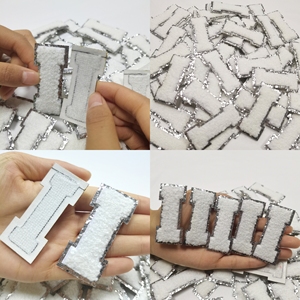 Isı basın transferi şönil yamalar Glitter rozeti mektup ben yama üzerinde demir - Product Image 6