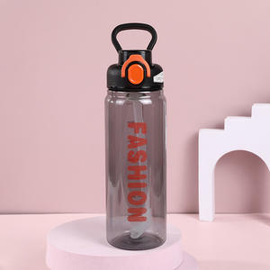 Botella de agua deportiva reutilizable de gran capacidad, segura para alimentos, impermeable, transparente, de color sólido, de plástico PC, para fitness, con un solo botón. - Product Image 4