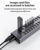 Hub USB 2.0 alimenté 20 ports, séparateur industriel, adaptateur d'alimentation 12V 8A 96W, hub de données avec interrupteur d'alimentation pour Windows MacOS Linux