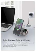 Support de chargeur sans fil magnétique 3 en 1 pour téléphone portable, écouteurs et montre intelligente avec charge rapide Qi 15W