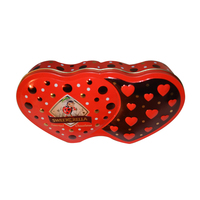 Bonbons personnalisés Boîte en fer blanc réutilisable pour la Saint-Valentin Mariage Boîte en chocolat colorée en forme de double cœur Emballage de boîte cadeau en étain vide