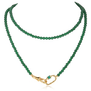 2024 nuevo collar de cuentas de piedra de Calcedonia verde Natural apilado largo de lujo ligero para joyería de mujer - Product Image 1