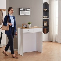 Bureau de réception compact en bois moderne et peu encombrant avec tiroir verrouillable, petite taille pour hôpitaux et supermarchés