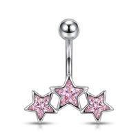 Anneau de nombril sexy en acier inoxydable avec étoile à cinq branches en strass et zircon, bijou fantaisie pour cadeau