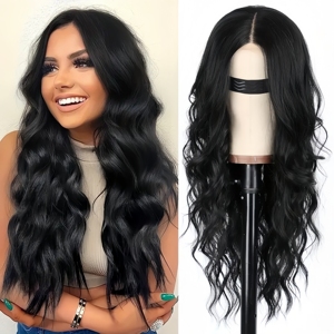 Perruque longue bouclée synthétique dorée dégradée pour femmes, cheveux blonds ondulés moyens à grands, pour femmes, filles, usage quotidien, fête - Product Image 4
