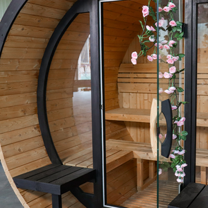 <span class=keywords><strong>Sauna</strong></span> Elettrica a Vapore Secco a Forma di Botte per Esterni, Capacità 4-6 Persone, Realizzata in Hemlock/Cedro Rosso/Abete, Novità 2026 - Product Image 4