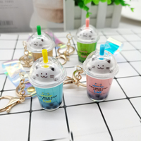 Porte-clés personnalisé de haute qualité 2d 3d thé à bulles liquides solides Boba thé au lait porte-clés personnalisé pour cadeau promotionnel