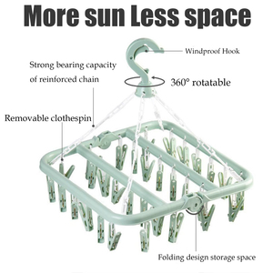 Quần áo khô móc áo với 32 Clip có thể gập lại treo giá nhựa treo khô giá cho quần áo đồ lót vớ - Product Image 5
