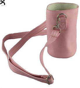 Pink PU Leather Cold and <b>Hot</b> Beverage Sleeve Reusable <b>Bottle</b> Sleeve <b>Water</b> <b>Bottle</b> Sleeves with <b>Bottle</b> Holder <b>Strap</b> - Product Image 5