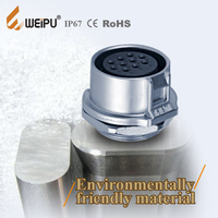 Connecteur Circulaire d'Alimentation WEIPU Personnalisé en Alliage de Zinc, 2-12 Broches, Indice de Protection IP68, Connecteur Mâle/Femelle 10A