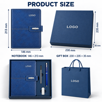 Ensemble cadeau de bloc-notes en cuir vintage A5 avec logo personnalisé, stylo, recharge, clé USB, boîte 146x213mm avec sac de transport, vente en gros