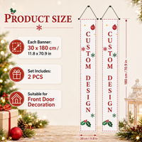 Paire de rideaux de porte de Noël en tissu, décoration verticale, Père Noël, Bonhomme de neige, Gnome, pour porche et entrée, décoration de vacances réutilisable