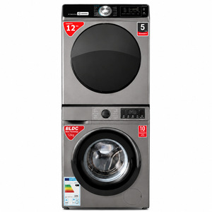 Ensemble <span class=keywords><strong>lave</strong></span>-<span class=keywords><strong>linge</strong></span> <span class=keywords><strong>séchant</strong></span> superposé 12 kg avec moteur BLDC, machine à laver séchante à chargement frontal entièrement automatique, appareil électroménager pour la lessive - Product Image 1