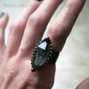 RM48852 Natural Raw Herkimer Diamond Adjustable Ring Gothic Witch Wicca <strong>Pagan</strong> Grunge Crystal Healing <strong>Jewelry</strong> - Product Image 5