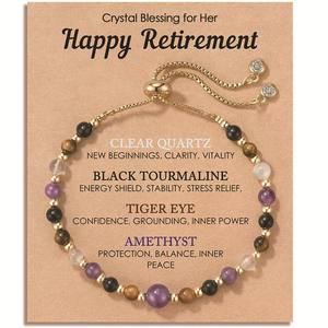 Braccialetto in Pietra Naturale con Tripla Protezione, Unisex, per Donne in Gravidanza, Regalo di Cristallo, Ossidiana e Acquamarina - Product Image 4