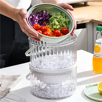 Bol à salade portable JX, boîte de rangement pour réfrigérateur transparente épaisse, plateau à salade réfrigérée pour fruits et légumes