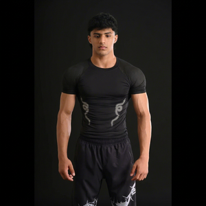 Black Men's Short Sleeve Crew Neck T-Shirt with Dragon Print Logo Embroidery Feathers Quick Dry <b>Polyester</b> Elegant Casual Wear - Product Image 1