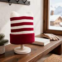 Bonnet tricoté à rayures rouges et blanches avec oreilles de chat de dessin animé, personnalisable avec logo, vente en gros d'usine OEM, bonnet chaud et tendance pour fille, idéal pour l'hiver