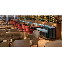 Ensemble de meubles de restaurant modernes, canapé en velours de haute qualité, table et chaises pour hôtel, maison, salle à manger, bar