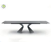 Table à manger moderne extensible en pierre frittée avec base métallique, uniquement la table, pour maison européenne