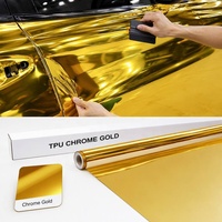 Film de protection de peinture (PPF) en TPU chromé or 1,52*15m 7,5 mil, effet miroir de luxe auto-réparant, pour voiture