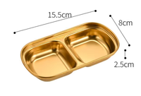 Plat à condiments carré en acier inoxydable 304, plateau à condiments coréen pour barbecue, plateau multifonctionnel à trois compartiments, plaque chauffante de luxe légère