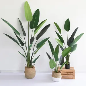 Decoração de jardim em vaso para casa, tamanho completo, alta qualidade, verde, planta tropical, 120 cm, viagem em vaso falso, árvore de banana